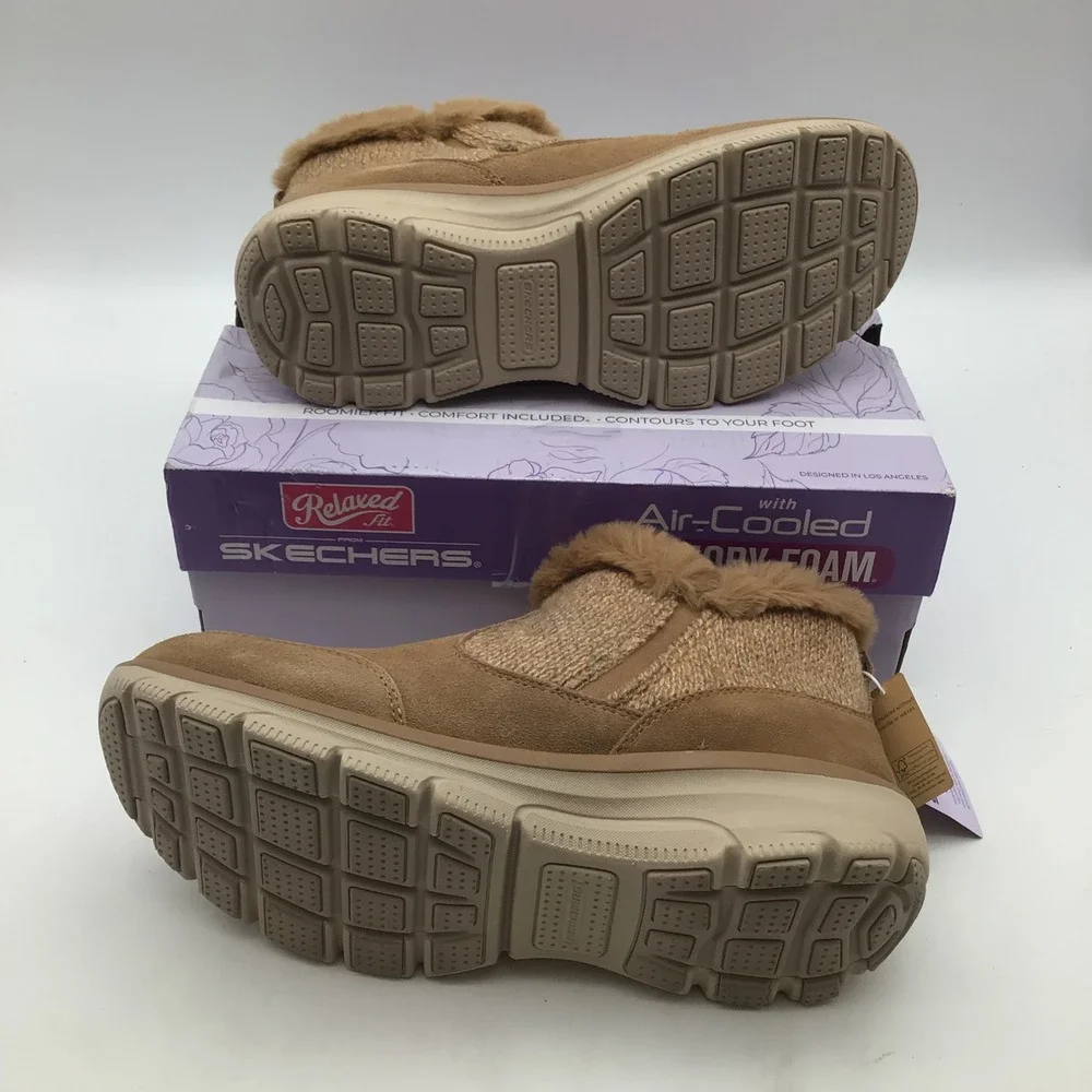 Skechers Relaxed Fit Easy‎ Going Cozy Lodge Chestnut Boots Womens Size 10 NEW